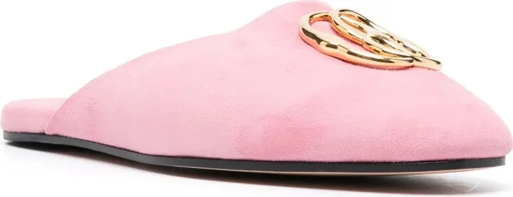 Gylon logo-plaque suede slippers - Image 2