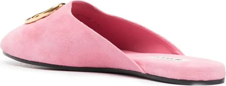 Gylon logo-plaque suede slippers - Image 3