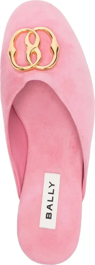 Gylon logo-plaque suede slippers - Image 4