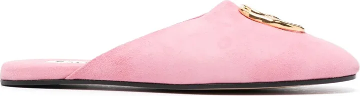 Gylon logo-plaque suede slippers
