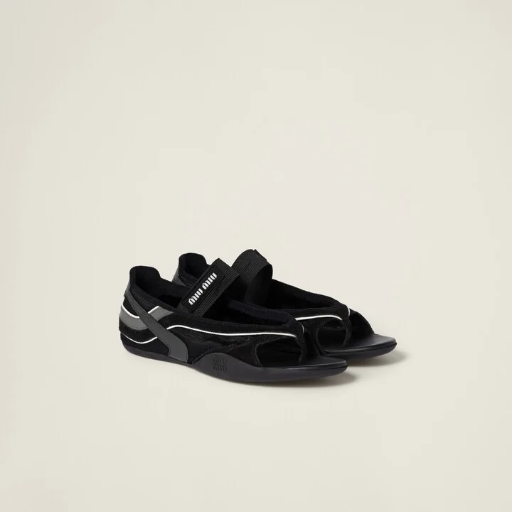 Gymnasium technical fabric thong ballerinas