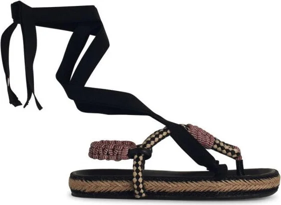 Gypsa' Black Cotton Blend Sandals