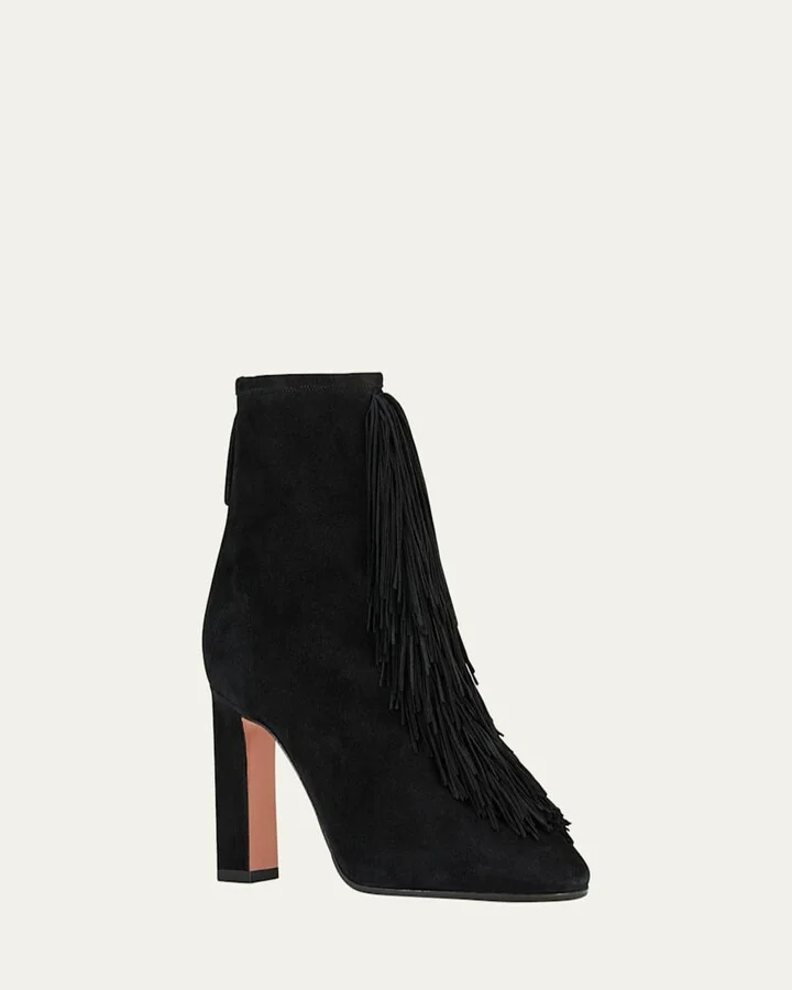 Gytane Fringe Suede Ankle Booties - Image 5
