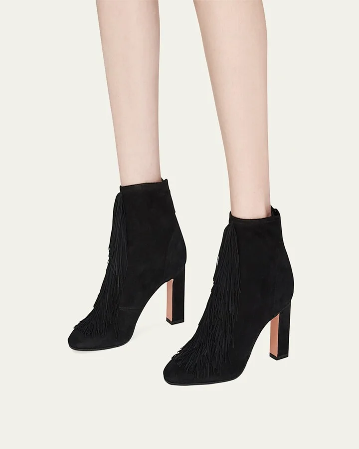 Gytane Fringe Suede Ankle Booties - Image 6