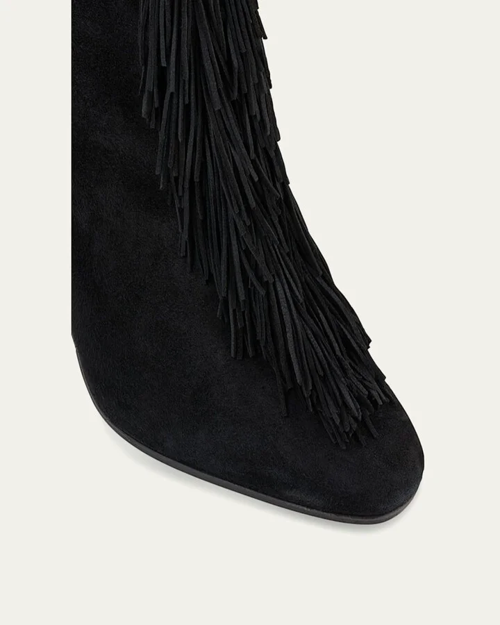 Gytane Fringe Suede Ankle Booties - Image 11