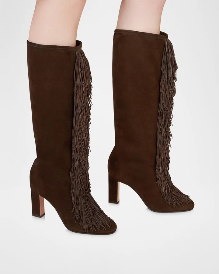 Gytane Fringe Suede Tall Boots - Image 2