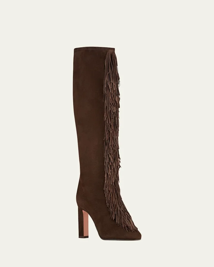 Gytane Fringe Suede Tall Boots - Image 6