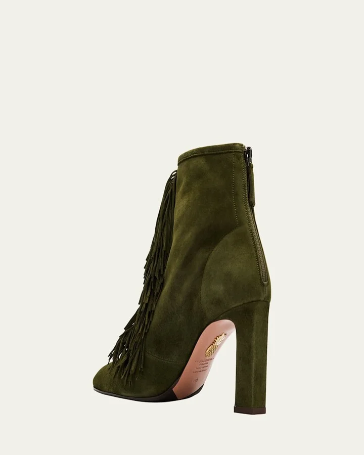 Gytane Suede Fringe Booties - Image 7