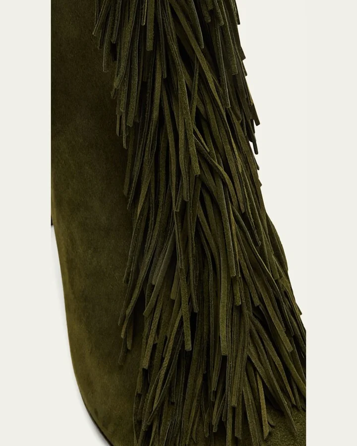 Gytane Suede Fringe Booties - Image 11