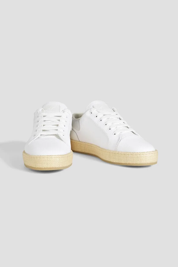 GZ City faux raffia-trimmed leather and canvas sneakers - Image 2