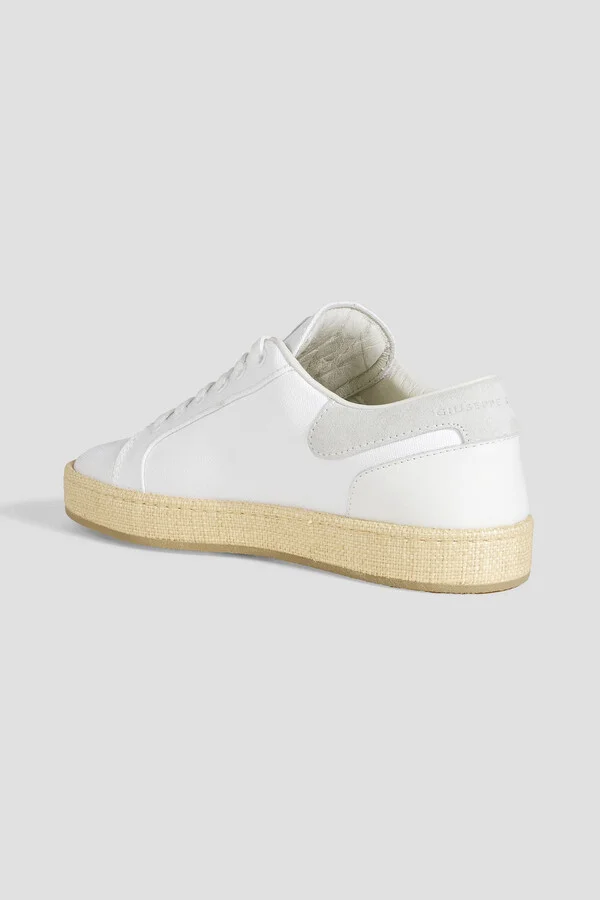 GZ City faux raffia-trimmed leather and canvas sneakers - Image 3