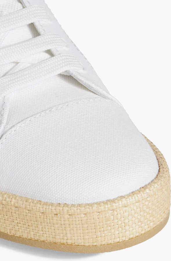 GZ City faux raffia-trimmed leather and canvas sneakers - Image 4