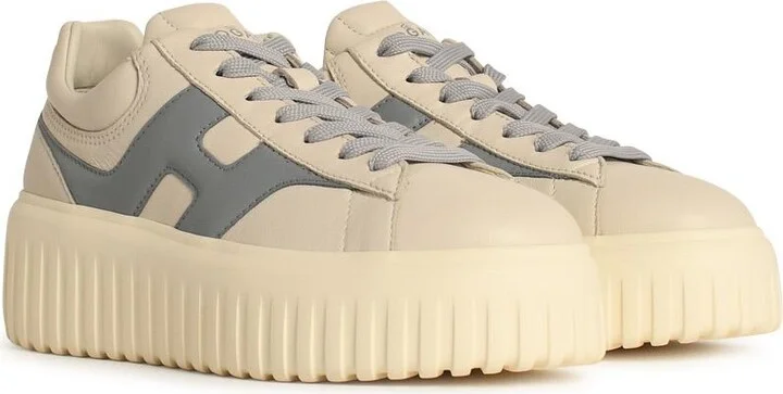 'h Stripes' Grey Leather Sneakers - Image 2