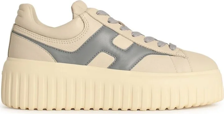 'h Stripes' Grey Leather Sneakers