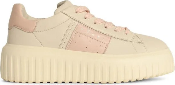 'H Stripes' Ivory Leather Sneakers