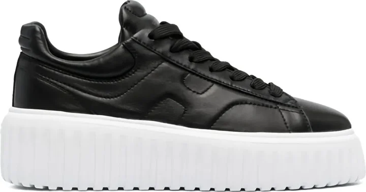 H-stripes quilted platform lace-up sneakers