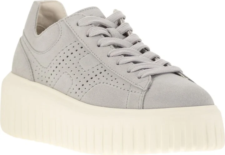 H-stripes - Suede Trainers With Perforated Side H - Image 2