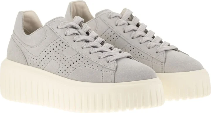 H-stripes - Suede Trainers With Perforated Side H - Image 4