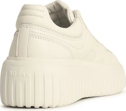 'h-stripes' White Leather Sneakers - Image 3