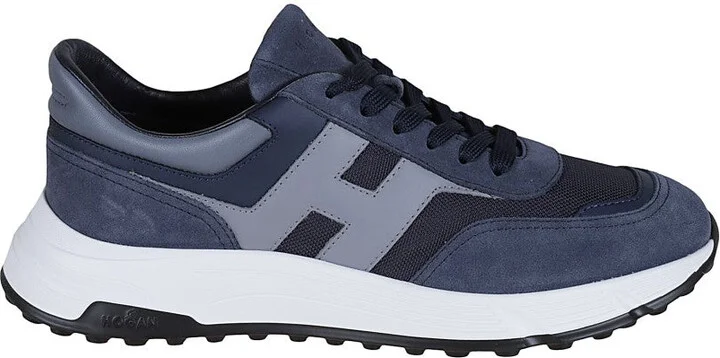 H563 Leather Sneakers With Textural Contrast