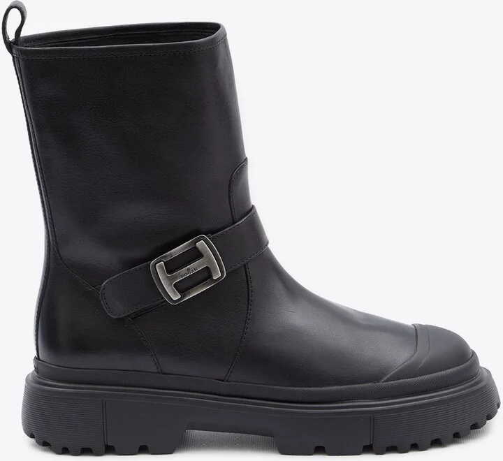 H619 Biker Boots in Leather