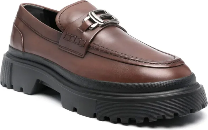 H619 logo-plaque leather loafers - Image 2