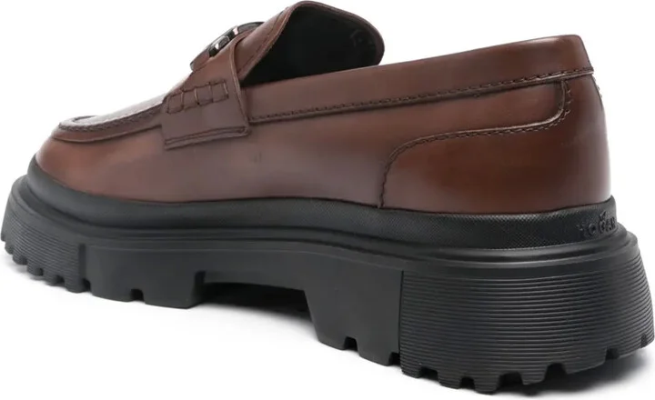 H619 logo-plaque leather loafers - Image 3