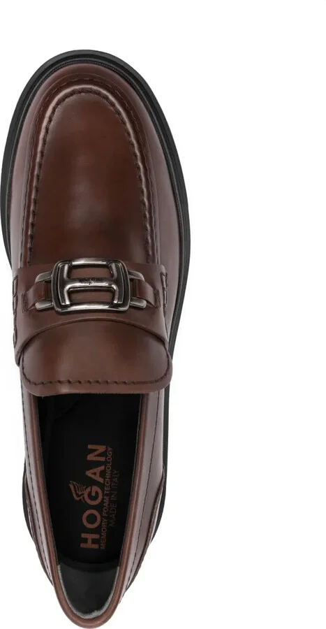 H619 logo-plaque leather loafers - Image 4