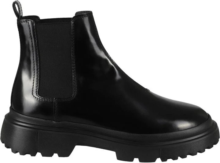 H629 Chelsea Black Glossy Leather Ankle Boot