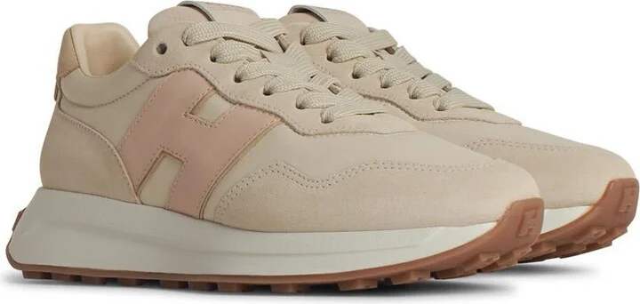 'h641' Beige Leather Sneakers - Image 2