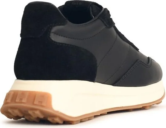 'h641' Black Leather Sneakers - Image 3