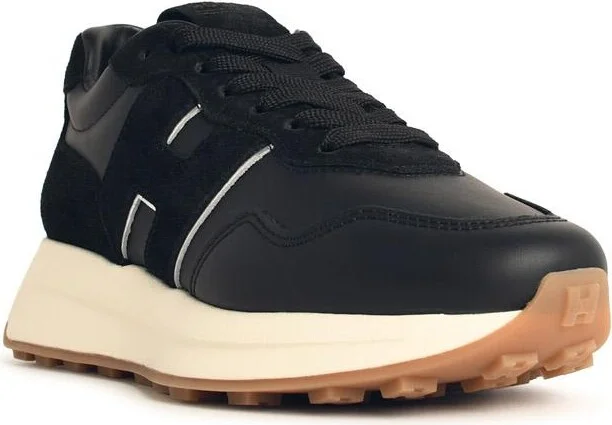 'h641' Black Leather Sneakers - Image 2