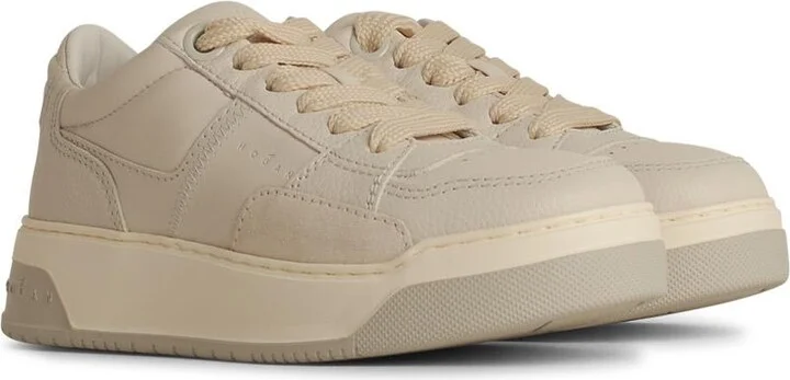 'h667' White Leather Sneakers - Image 2