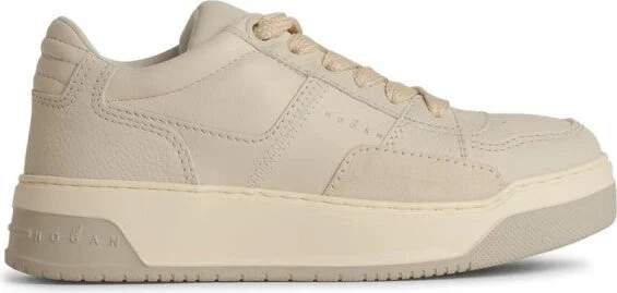 H667' White Leather Sneakers