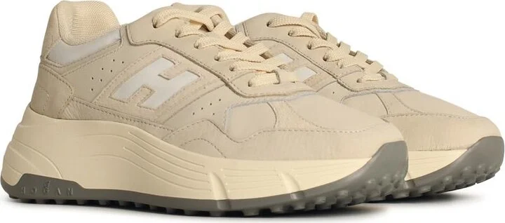 'h669' Ivory Leather Sneakers - Image 2