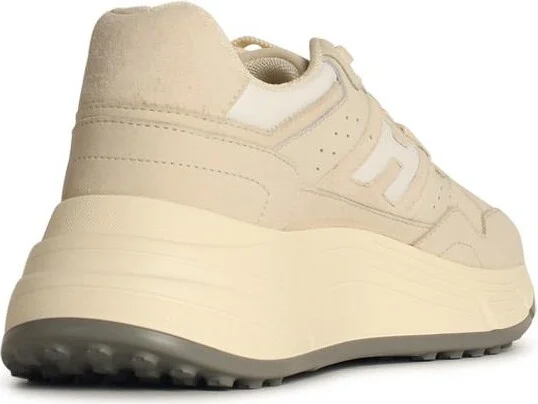 'h669' Ivory Leather Sneakers - Image 3