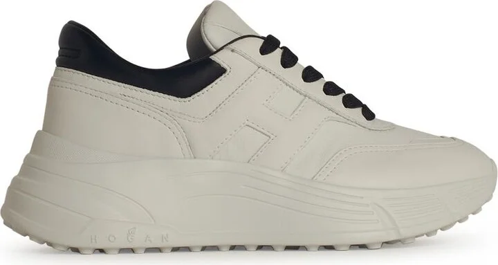 'h669' White Leather Sneakers