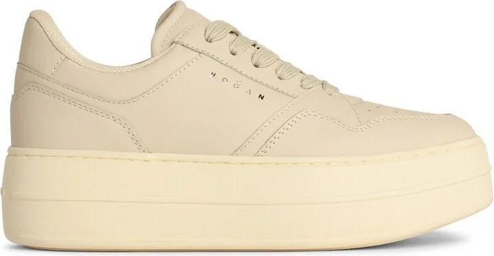 'h670' Ivory Leather Sneakers