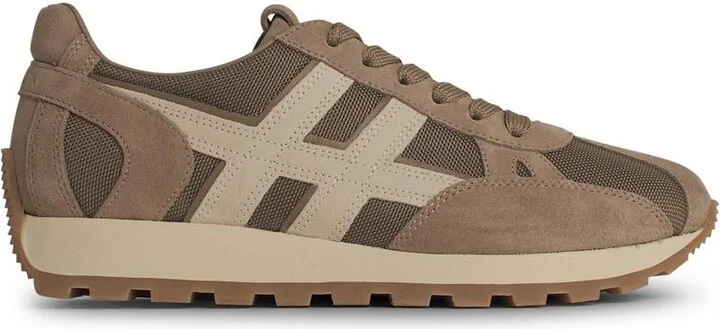 'h671' Beige Fabric Sneakers