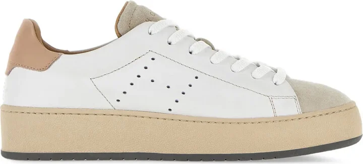 H672 lace-up leather sneakers