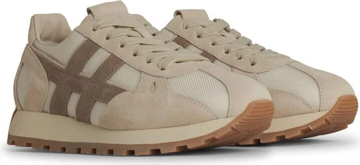 'h672' White Fabric Sneakers - Image 2