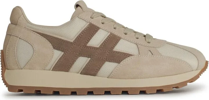 'h672' White Fabric Sneakers