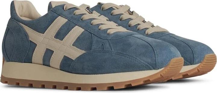 'h673' Light Blue Leather Sneakers - Image 2