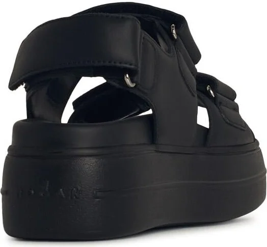 'h680' Black Leather Sandals - Image 3