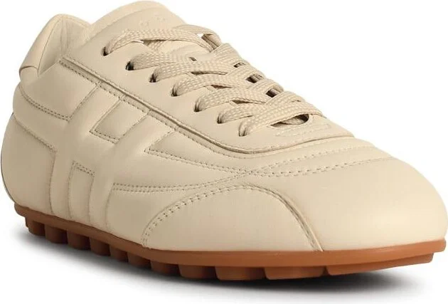 'h693' Yogurt-colored Smooth Leather Sneakers - Image 2