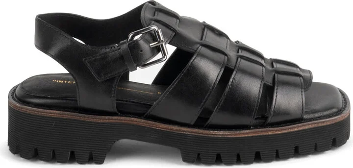 Haddie Leather Dad Sandal-Black - Image 2