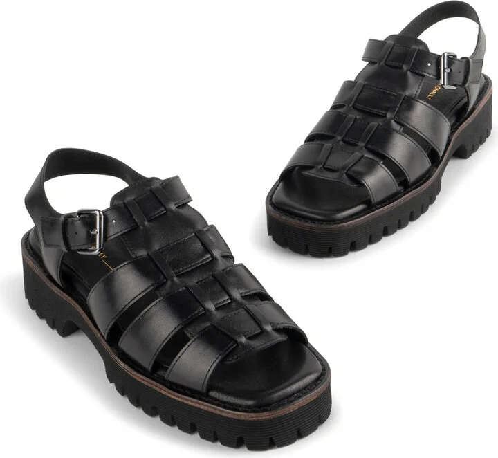 Haddie Leather Dad Sandal-Black
