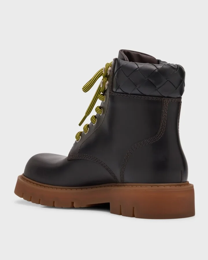 Haddock Calfskin Intrecciato Combat Booties - Image 2