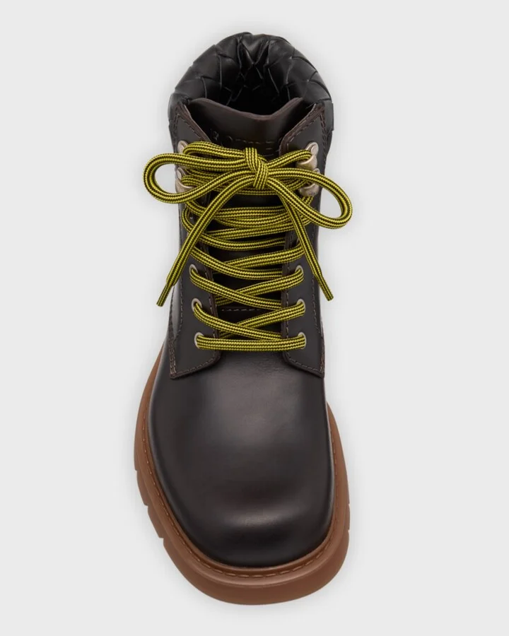 Haddock Calfskin Intrecciato Combat Booties - Image 10