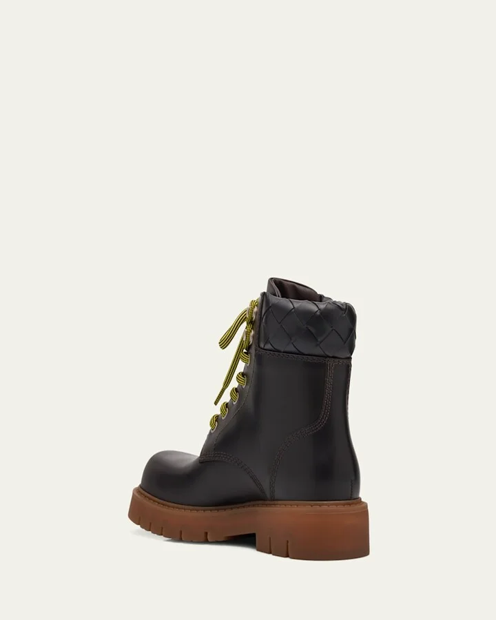 Haddock Calfskin Intrecciato Combat Booties - Image 2